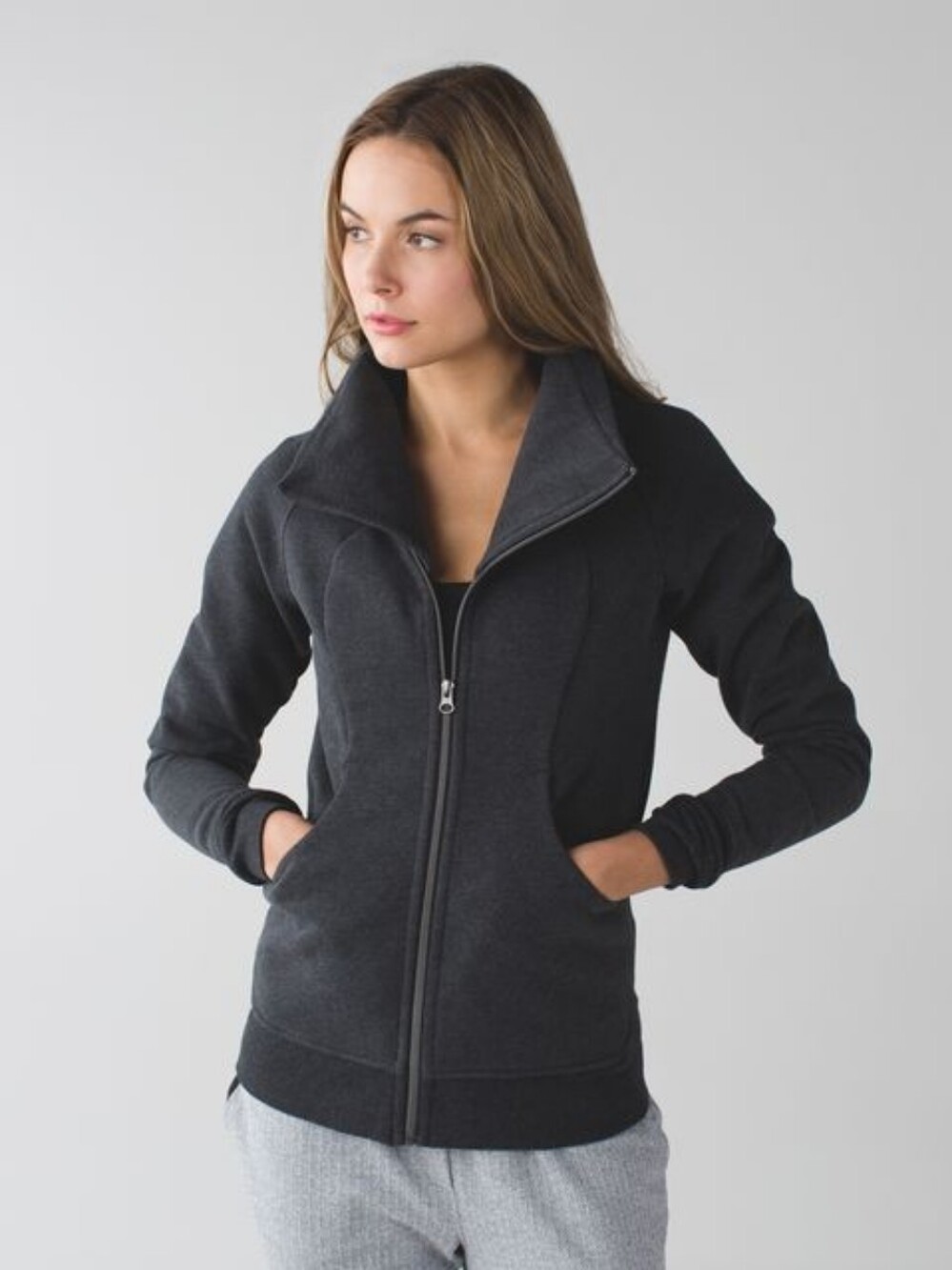 Lululemon Cozy Cuddle Up Jacket Heathered Black Love Your Melon Crew size 6